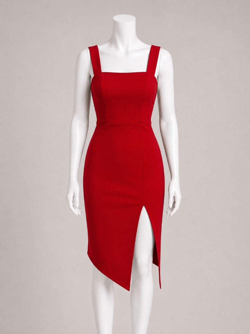 Trac Women's Red Sleeveless Front Slit Asymmetrical Dress Size S